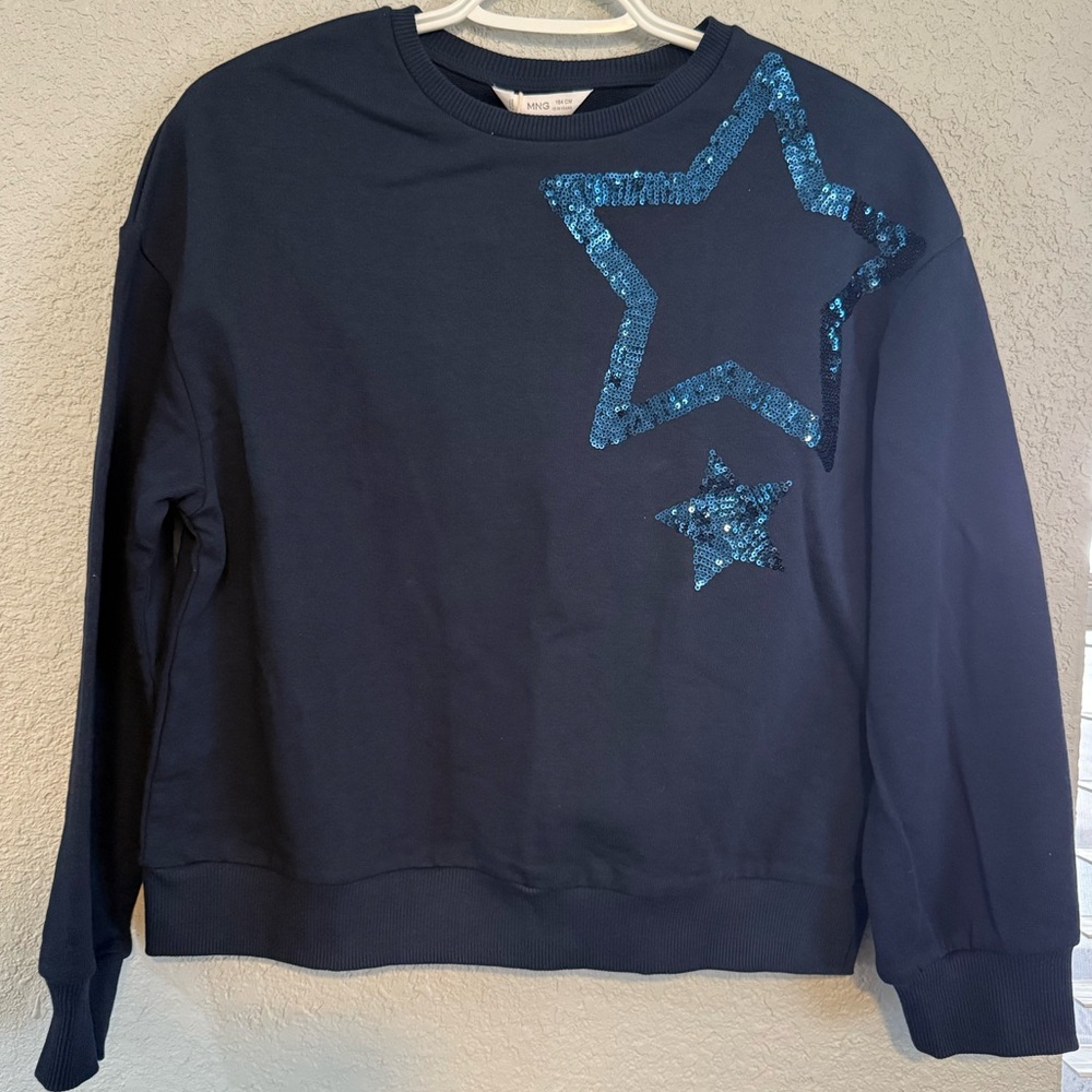 Mango Dark Blue Sweatshirt with Sequins